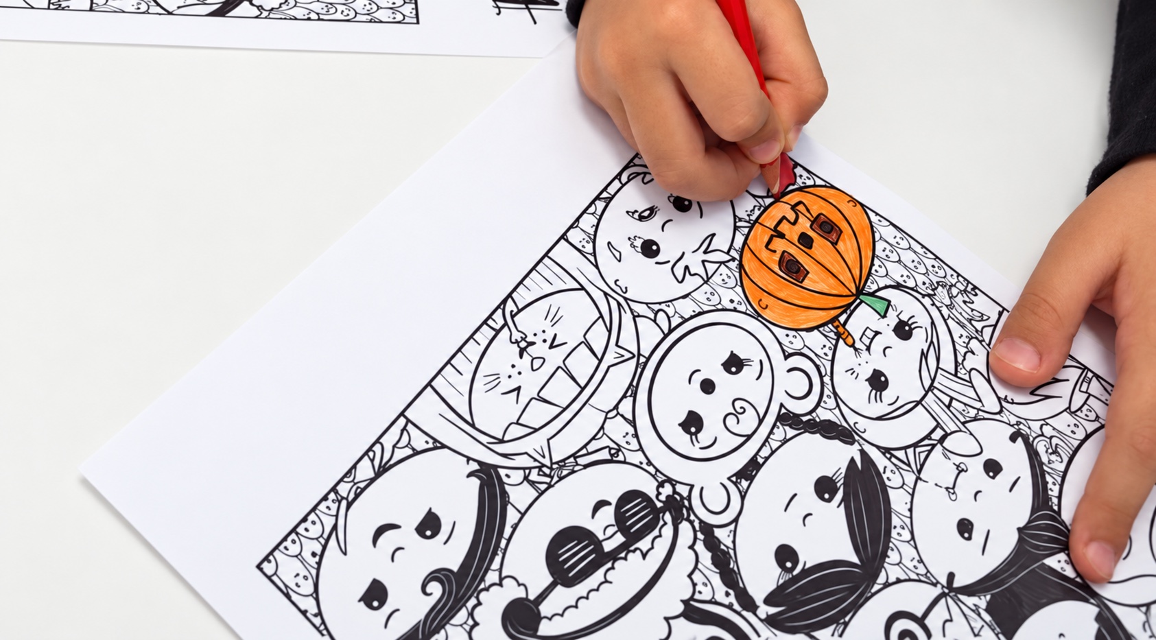 Aleesha’s original Halloween colouring sheet photo.